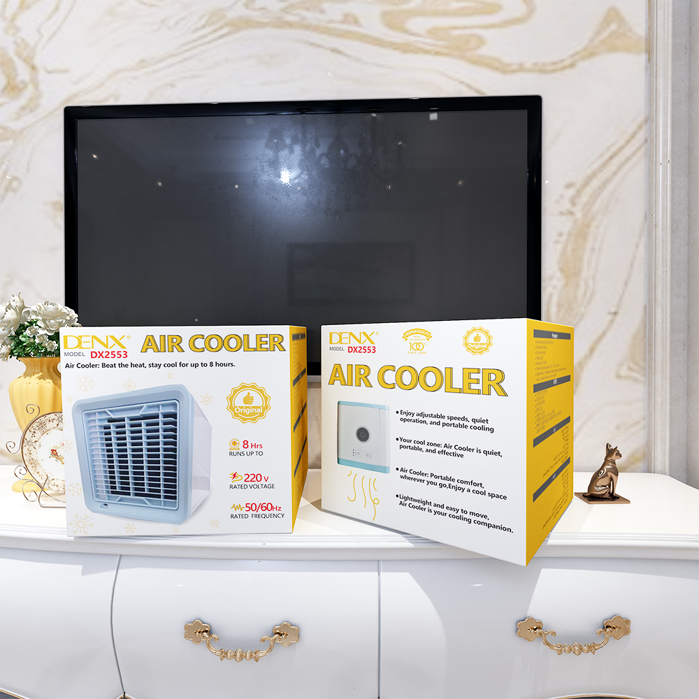 Denx Portable Air Cooler - Front View with LED Display and Control Panel
